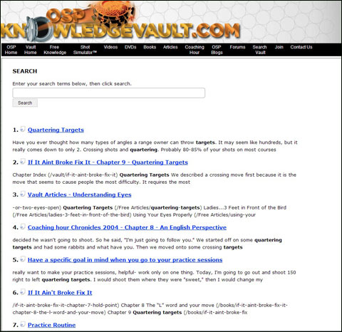 Exclusive: First Look at the OSP Knowledge Vault Web Site From Celebrated Shotgun Instructors, Gil and Vicki Ash 5 Quartering-Search