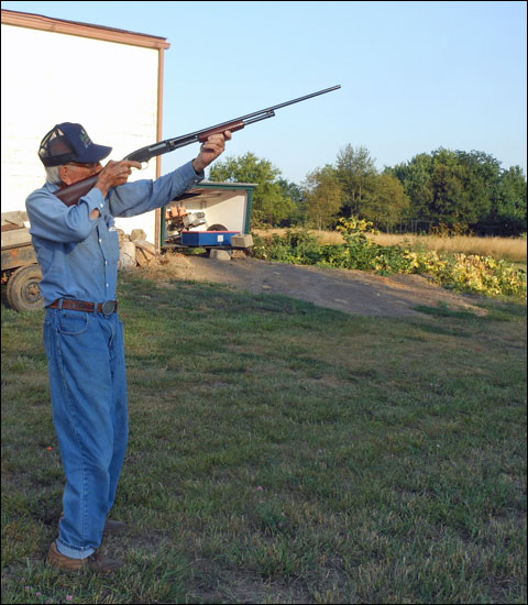 After 60 Years, Dad’s 16-Gauge, Hardware-Store, Hammer Gun is Back in the Family 6 Dad-shooting-Clays-at-95-4