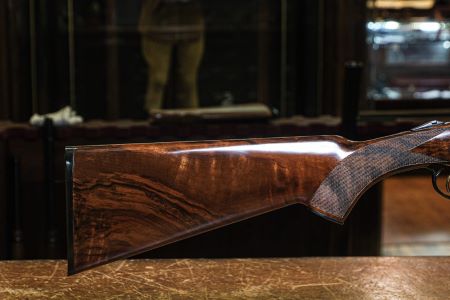 The exhibition-grade, American walnut stock on the RSP.